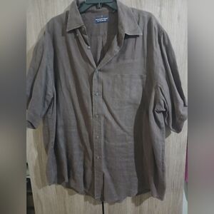 Roundtree & Yorke Dark Brown Casual Button Down Shirt